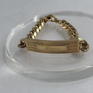 Speidel ID Bracelet Vtg Gold Tone Engraved Etched Sherri Signed Stacking